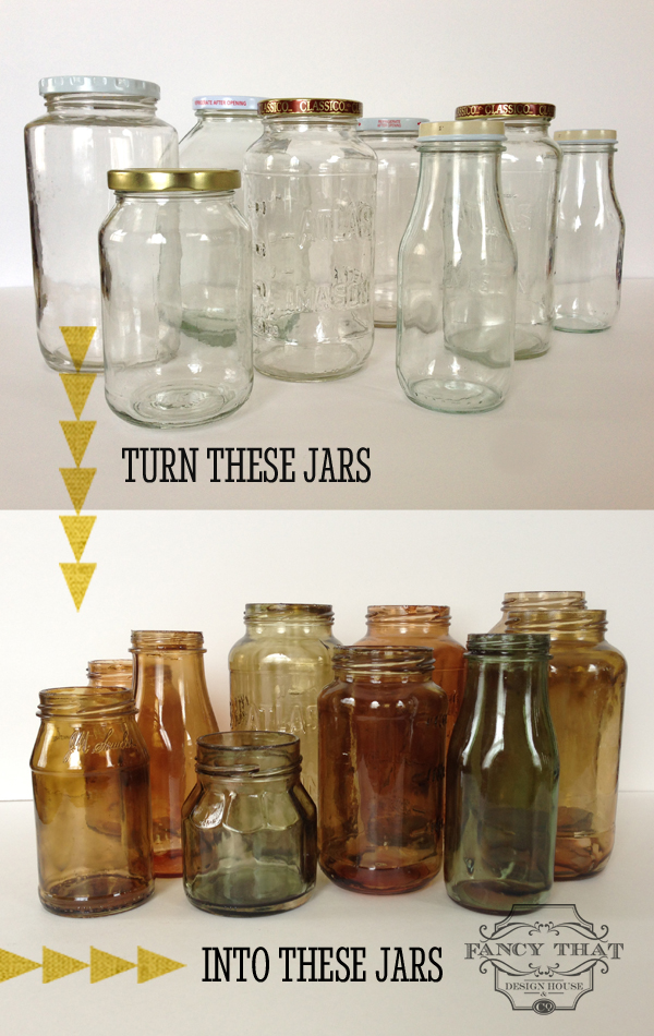 Cool and Grunge DIY Recyled Tutorials- colour tinted glass jars