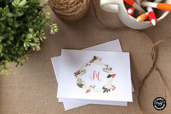 Mothers Day card DIYs printable monogrm notecards